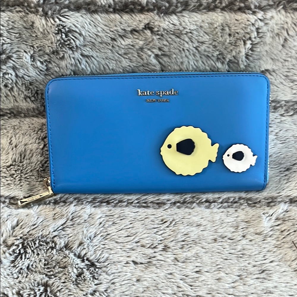 Kate Spade Tide Pool Puffy Puffer Fish Continental Wallet